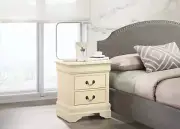 Classic Beige Nightstand - 2 Drawers - Bedside Table