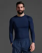 Core Compression Long Sleeve, 2XU, L, Navy/No Logo, Male