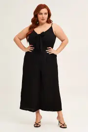 Black Jumpsuit Sleeveless Tie Front