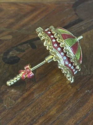 Estee Lauder 2000 Solid Perfume Pretty Parasol Umbrella Rhinestones NWOB
