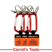 Taskmaster Aluminium Carabiner With Key Rings 6mm (x 3)