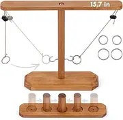 (15.7” X 13”) Larger Size More Fun – POIVOCF Ring Toss Game for Adults, Hook and Ring Games, Outdoor Indoor Handmade Interactive Wooden Ring Toss Hook Game for Bars, Home, Party