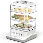 3 Tier Food Steamer, 18L/24L Electric Steam Box with Stainless Steel Steam Rack, Multifunctional 3 Tiered Stackable Baskets, 6 Preset Cooking Mode, Stackable Baskets for Vegetables or Meats 18L