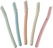 5Pcs Eyebrow Razors, Eyebrow Shaper, Dermaplaning Blades for Face, Facial Hair Remover and Trimmer, Peach Fuzz Remover, Exfoliating Dermaplaning Tool for Women & Men (Multicolour）