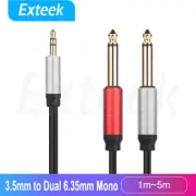 3.5mm 1/8" TRS to Dual 6.35mm 6.5 1/4" TS Mono Stereo Y Splitter Cable 1.5M~5M