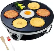 1200W Electric Pancake Maker, Mini Crepe Maker Nonstick Fried Eggs Pan, 7-Holes Roasted Eggs Hamburger Machine, Dorayaki Oven Pancake, Automatic Control Temperature