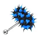 Black Blue Vibrating Tongue Ring Stud Barbell Stainless Steel Body Piercing Sag