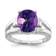 14k White Gold 11x9mm Oval Amethyst ring