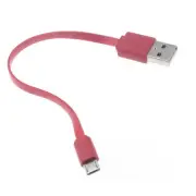 MicroUSB Short USB Cable Charger Cord Power Wire Red Flat Fast for SmartPhones