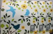 Set of 3 Square Kitchen Vinyl w/Foam Back Placemats (15"x15") BIRDS & FLOWERS,GC