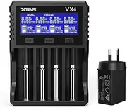 XTAR New VX4 Universal Battery Charger for 3.6/3.7V Li-ion 1.5V Li-ion&1.2V Ni-MH AA AAA 3.2V LiFePO4 Batteries,Test Battery Real Capacity (VX4 Set-AU)