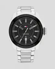 [Tommy Hilfiger] Tommy Hilfiger Men's Windsurf Watch in Black/Silver One Size Black/Silver