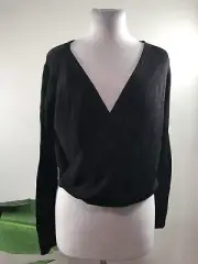 Pearl By Lela Rose Black Crossback Sparkle Knit Crop Top Sz XS