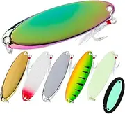 ZHIGOU 6-Pack Fish Spoon Shaped Lures Set with Trident Fish Hooks for Saltwater and Freshwater Fishing - Zinc Alloy Fishing Lead Sinkers Spinner Baits for Bass Trout (5g7g10g14g18g25g)