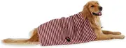 Bone Dry DII Microfiber Pet Bath Towel with Embroidered Paw Print, 44x27.5", Ultra-Absorbent & Machine Washable for Small, Medium, Large Dogs and Cats-Cranberry Red Stripe