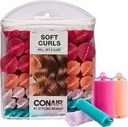 Conair Foam Self Grip Hair Rollers, Hair Curlers with Self Grip, Foam Rollers in Neon Colors, Assorted Sizes, 48 Pack