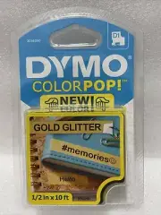 DYMO COLORPOP! D1 Label Maker Tape, 1/2 Inch x 10 Feet, Black Print on Gold NEW