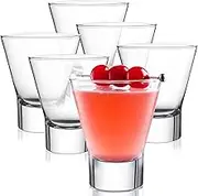Bormioli Rocco 6-Pack Ypsilon Cocktail Glasses Set - 8.5 Ounce, Bar Glass, Stemless Martini Glasses for All Alcoholic Beverages Like Margarita, Manhattans, Bourbon, Vodka, Gin, Lead-Free Whiskey Glas