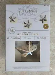 Target Wondershop 10ct LED Silver Star String Lights 7Ft Battery NEW