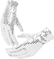 [CHILDWEET] Adult Costumes Halloween Costumes for Men Womens Gloves Women Costume Accessories Glitter Gloves Clothing Fan Makeup Miss Pearlescent Equipment Silver Costumes
