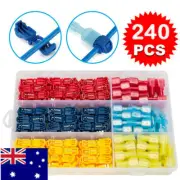 240pcs T-Tap Electrical Wire Crimp Terminal Quick Splice Cable Connectors Kit AU
