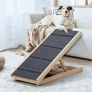 Alopet 70/100cm Dog Pet Ramp Adjustable Height Stairs Bed Sofa Car Foldable Natural