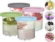 4 Pack Ice Cream Tubs for Ninja Creami, Ice Cream Pints Containers with Silicone Lids Compatible with NC301 NC300UK NC299AMZ Series Creami