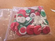 Christmas Craft Buttons Red Green Decoration Children Crafts Lot Sewing