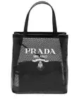 BRAND NEW Prada sequined mesh and leather tote bag black w/ pouch and dust bag