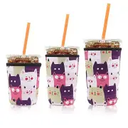 3 Pack Reusable Iced Coffee Protective Sleeves Cup Insulator Neoprene Coffee ...