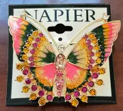 Napier Summer Butterfly Enamel Rhinestone Tie Dye Pin Brooch Signed NWT