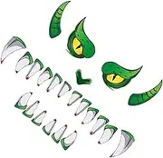 HOMSFOU 3 Pcs Monster Door Sticker Halloween Stickers Fairy Lights Decal Cover Sticker Cartoon Halloween Indoor Decoration Spider Web Garage Door Decoration Car Decorations Green Plastic