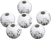 JGFinds Small Round Religious Spacer Beads, 500 Pack Ball Shaped Bead Spacers, 8mm (1/3 Inch) with 2mm Large Hole, Acrylic with Wood Look, Christian Beads (Silver Cross)