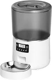 Automatic Cat Feeder, 4L Timed Cat Food Dispenser for Cats & Dogs, Programmable 1-4 Meals/Day, 1-9 Portions/Meal, Stainless Steel Bowl, Reliable Pet Feeder for Fresh & Flexible Feeding