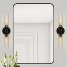 WILON 2 Pack Bathroom Sconces Wall Lighting Black and Gold Bathroom Light Fix...