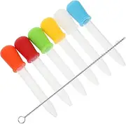 LIFKOME 6Pcs Transfer Pipettes with Cleaning Brush Clear Silicone Medicine Droppers for Accurate Liquid Measurement Dishwasher Safe for Water Juice Oil and More