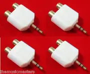 4X 3.5MM 1/8" Stereo Male to (2) RCA Female Jacks Audio Y Splitter Adapter VWLTW
