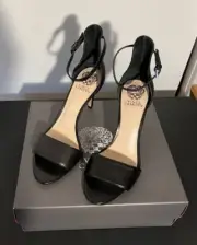 Franco Sarto high heeled sandals, black leather, 9.5 new (in box)