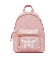 MCM Stark Lauretos Monogram Zipped Small Backpack One size pink Silver pink