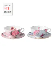 Wedgwood 4pc Cuckoo Teacup & Saucer Set with $17 Credit