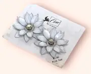 NWT NEW!! Vintage CORO White Enamel AB Rhinestone Flower Clip on Earrings