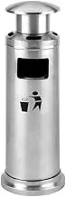 Garbage Cans Large Outdoor Floor Standing Ash Column Cigarette Cigarette Butt Collection Stainless Steel Rainproof Outside Trash Bin(Silver)