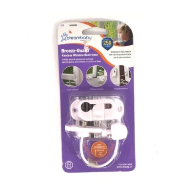 Dreambaby Breezz Guard Safe Window Restrictor, Baby Proof, Safety White Keyless