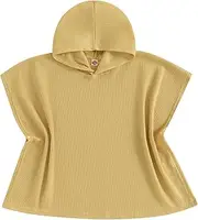 [Balaflyie] Kids Swim Cover up Girls Boys Waffle Towel Poncho Swimsuit Coverups for Beach, Pool, Bath, Yellow, 3-4 Years