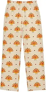 [ZZXXB] Turkey Pattern Boys Long Pants Soft Trousers Elastic Waist Kids Lounge Bottoms with Pockets S-XL