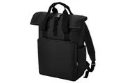Bagbase Unisex Adult Roll Top Recycled Twin Handle Backpack (Black) (One Size)