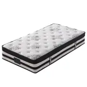 KINGSTON SLUMBER Luxury 34cm King Single Mattress, Medium-Firm, Euro Top, 5-Zone Pocket Spring