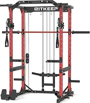 RitKeep Power Cage M10 for Home Weight Training, Power Rack with Pulley System, Multi-Function Workout Machine with Adjustable Cable Crossover System