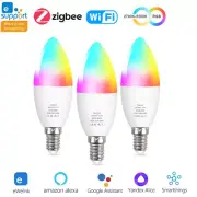 E14 Bulb Light WiFi/Zigbee LED Candle Bulbs Music Sync RGB CW WW Colour Dimmable