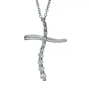 0.5 CT. T.W. Journey Natural Diamond Cross Pendant in 14K White Gold